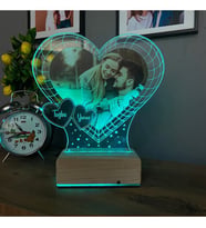 Kişiye Özel Sevgiliye Hediye Fotoğraflı Kalp Tasarım 3D Led Gece Lambası (Karışık)