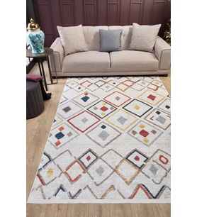 Dijital Kaymaz Yıkanabilir Gri Geometrik Salon Halısı Mutfak Halısı Koridor Halısı Yolluk HLN1564