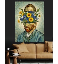 Van Gogh Çiçekli Portre Dekoratif Kanvas - Mdf Ahşap Tablo