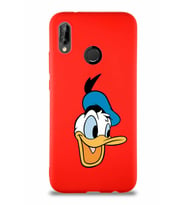 Huawei P20 Lite Soft Premier Kapak Donald Duck-A Tasarımlı Silikon Kılıf - Kırmızı (Şeffaf)