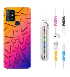 INFINIX Hot 8 9 10 11S Hot 10 Play 10T Kılıf Kablo Koruma Spiral Silikon Üçgenler 1635