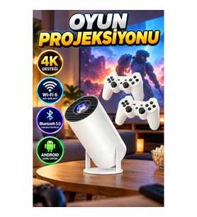 Android Taşınabilir Projeksiyon – Çift Kollu Ayaklı Tasarım, 4K Desteği, Wi-Fi 6 ve Bluetooth 5.0