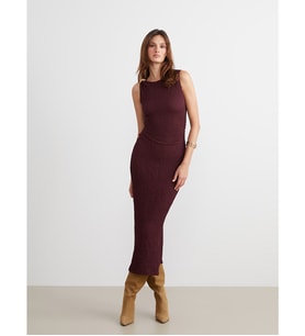 LCW Vision Bordo Bisiklet Yaka Büzgülü Bodycon Elbise