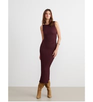 LCW Vision Bordo Bisiklet Yaka Büzgülü Bodycon Elbise