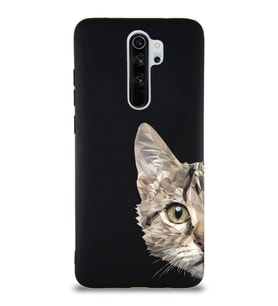 Xiaomi Redmi Note 8 Pro Soft Premier Kapak Catface Tasarımlı Silikon Kılıf - Siyah (Şeffaf)