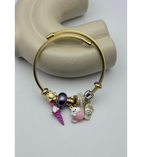 Çelik Gold Sevimli Charmlı Pandora Bileklik - 26blk32