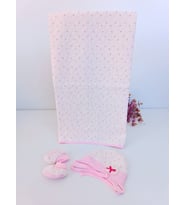 Şapka & Ayakkabılı Kapitone Bebek Battaniyesi - Pembe Puset & Bebek Arabası Örtüsü - %100 Pamuklu (Pembe)
