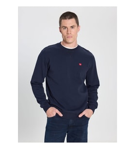 Wrangler Bisiklet Yaka Lacivert Erkek Sweatshirt - W242726410 