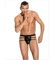 Fantezia Night Fantezi Erkek Siyah Metalli Tanga - String TG274597