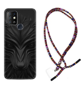 INFINIX Hot 8 9 10 11S Hot 10 Play 10T Kılıf Boyun Asklı Rasta Silikon Black Fox 1325
