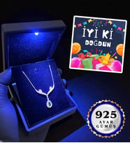 Doğum Günü Hediyesi Premium Işıklı Kutusunda 925 Ayar Gümüş Kolye Farklı Modeller İyi Ki Doğdun (Model 1)