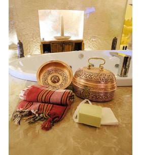 BAKIR HAMAM SETİ OYMA NAKIŞ İŞLEME MAT BAKIR RENK
