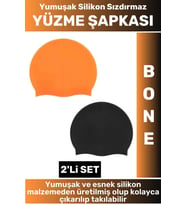 Özel Üretim Su Geçirmez Elastik Yumuşak Yüzücü Havuz Deniz Yüzme Şapkası Silikon Bone 2'Li SET