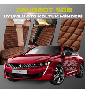 Peugeot 508 Kahverengi Renk Tay Tüyü Cepli & Terletmez Sırtlı Oto Koltuk Minder Seti - Koltuk Koruma Kılıfı (ÖN & ARKA TAM SET)