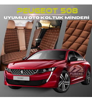Peugeot 508 Kahverengi Renk Tay Tüyü Cepli & Terletmez Sırtlı Oto Koltuk Minder Seti - Koltuk Koruma Kılıfı (ÖN & ARKA TAM SET)