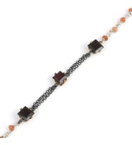 925 Ayar Gümüş ve Bronz Karışımı Garnet ve Yakut Taşlı Otantik Bileklik