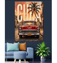 Havana Küba Klasik Araba Posteri Dekoratif Kanvas - Mdf Ahşap Tablo