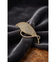 Gold Renk Zirkon Taşlı Yaprak Model Broş