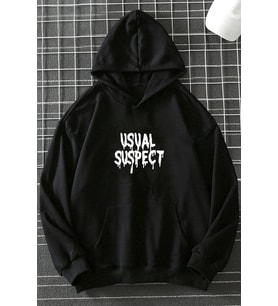 Unisex Suspect Baskılı Sweatshirt (Siyah)