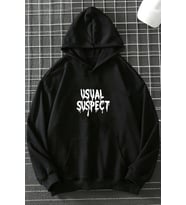 Unisex Suspect Baskılı Sweatshirt (Siyah)