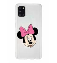 Samsung Galaxy A31  Kapak Minnie Mouse Tasarımlı Şeffaf Silikon Kılıf