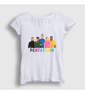 Presmono Kadın Beyaz Band Pentatonix T-Shirt 74768tt