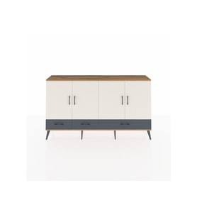 Arges Konsol 6 Raflı 3 Çekmeceli 4 Kapaklı 176x30x99 Çam-Aytaşı/Antrasit