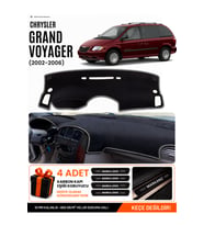 CHRYSLER GRAND VOYAGER (2002-2006) Uyumlu Torpido Örtüsü Torpido Kılıfı - Siyah Gri
