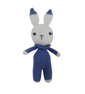 Koyu Mavi Miniş Tavşan Uyku Arkadaşı Amigurumi Organik Oyuncak