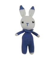Koyu Mavi Miniş Tavşan Uyku Arkadaşı Amigurumi Organik Oyuncak