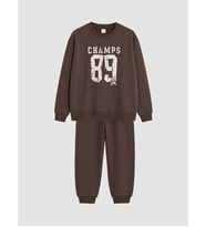 LCW Kids Kahverengi Baskılı Erkek Çocuk Eşofman Takım
