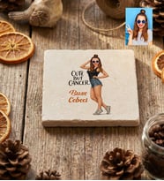 Kişiye Özel Karikatürlü Cute But Cancer Yengeç Burcu Bardak Altlığı Doğum Günü Hediyesi