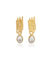 925 Ayar  Altin Kaplama Zirve  İncili Küpe