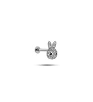 925 Ayar Gümüş Rodyumlu Minimal  Zirkon Taşlı Tavşan Tragus Piercing Küpe