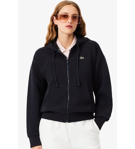 Lacoste Reguler Fit Full Zip Hoodie Cotton Sweatshirt Kadın Kapüşonlu Tam Fermuar Sweatshirt Lacivert