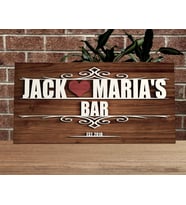 BK Gift Kişiye Özel İsimli Tarihli Kabartma Tasarım Ahşap Bar Tabelası 61cm, Home Bar Tabela, Rustik Ev Dekorasyonu, Duvar Dekoru (Model 1)