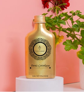 Kişiye Özel 200ML Gold Renkli Cam Şişe Freshleaf Limon Kolonyası