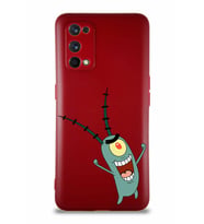 Realme 7 Pro Soft Premier Kapak Plankton Tasarımlı Silikon Kılıf - Mürdüm (Şeffaf)