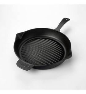 Döküm Yuvarlak Izgara Tava, Metal Kulplu, Konkav Taban, 28 cm
