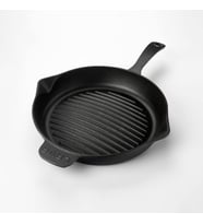 Döküm Yuvarlak Izgara Tava, Metal Kulplu, Konkav Taban, 28 cm