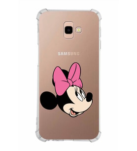 Samsung Galaxy J4 Plus  Köşe Korumalı Antişok Kapak Minnie Mouse Tasarımlı Şeffaf  Kılıf