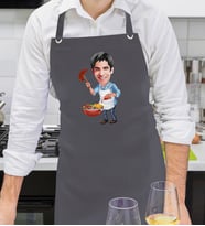 BK Gift Kişiye Özel Erkek Barbekü Karikatürlü Profesyonel Antrasit Mutfak Önlüğü, Aşçı Önlüğü, Şef Önlüğü, Arkadaşa Hediye-3