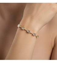 XUPING JEWELRY 14 Ayar Altın Kaplama, Kare  Zirkon Taşlı Bileklik
