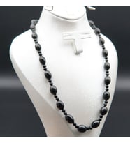 Oltu Taşı ve Akik Taşı Kadın Kolye sk000138 (Siyah)
