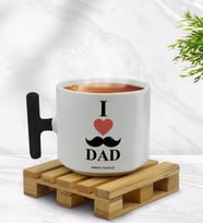 BK Gift Kişiye Özel Babamı Seviyorum Tasarımlı Siyah T Kulplu Middle Kupa Bardak-2