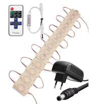 20 Adet 24 Volt 1,5 Watt Tek Lensli 6500K Beyaz 3030 SMD Led Modül 12A Tek Renk RF Dimmer 2A Priz Ti