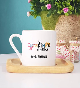 Veteriner Hekim Türk Kahvesi Fincanı Ahşap Altlıklı