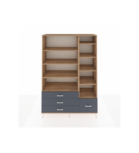 Hyperion Dolap 9 Raflı 4 Çekmeceli  132x44x195 Çam-Çam/Antrasit