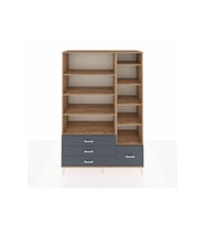 Hyperion Dolap 9 Raflı 4 Çekmeceli  132x44x195 Çam-Çam/Antrasit