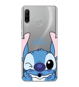 Huawei P30 Lite Uyumlu We Love Stitch Desenli Şeffaf Telefon Kılıfı